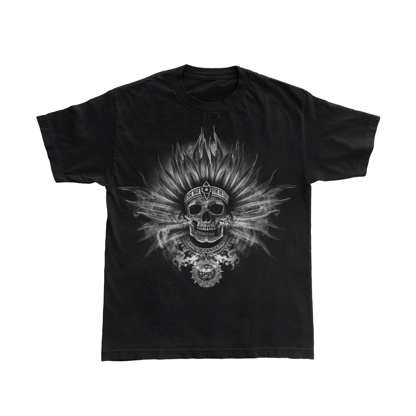 AZTEC SKULL FEATHERS T-SHIRT